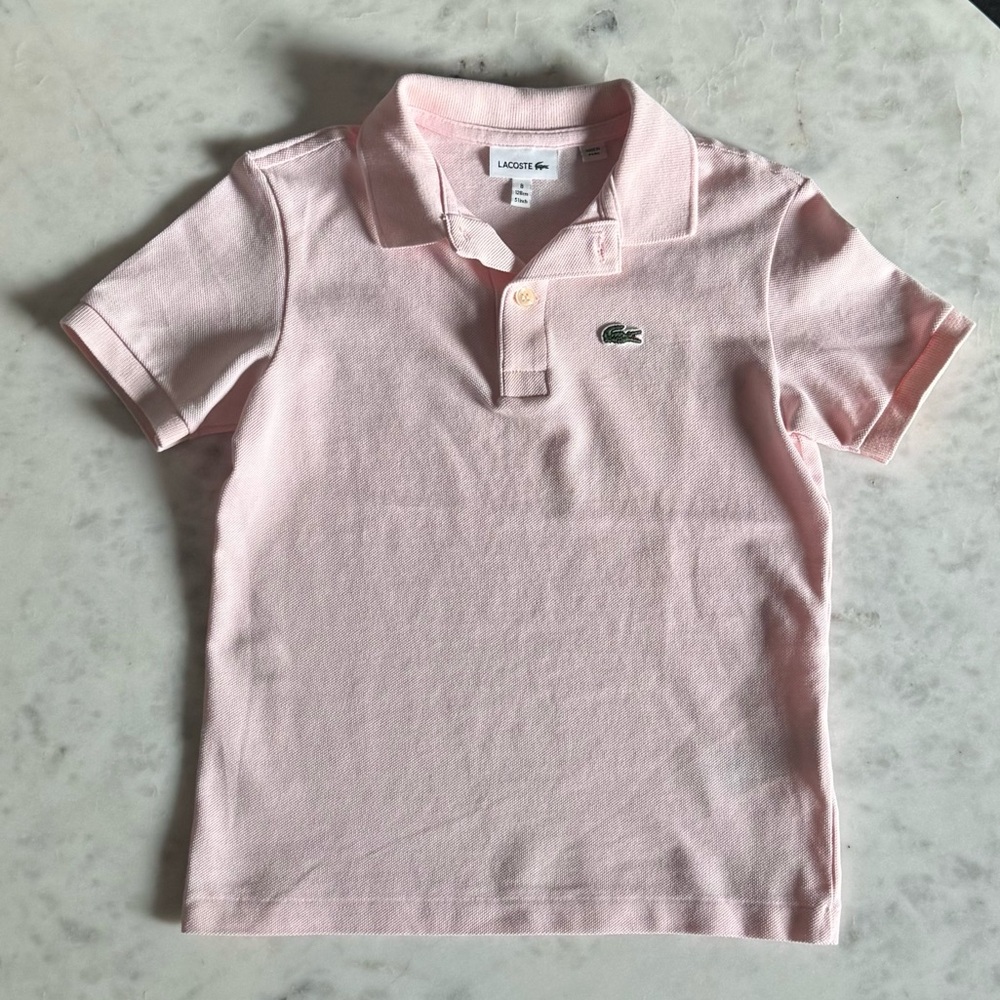 NWOT Lacoste Kids Light Pink Polo Shirt